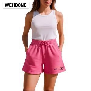 WE11DONE Pink Logo Sweat Shorts Size S Designer Streetwear, Like New High Rise